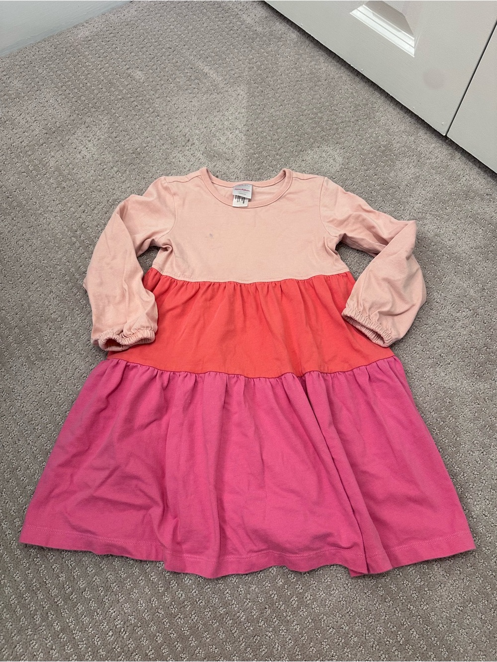 Hanna Andersson Colorblock Twirl Power Dress, Light Pink Multi, Flawed, Size 4